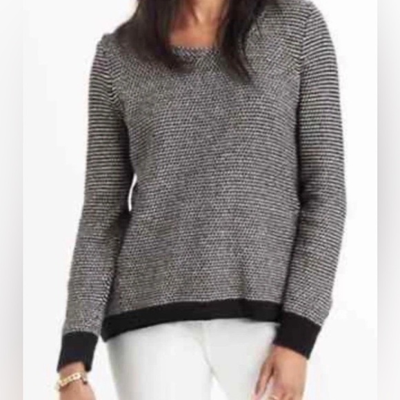 Madewell Riverside Pullover Sweater Black/white in dot weave size M - Picture 2 of 8